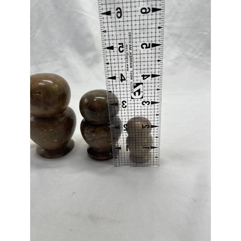 VTG hand carved alabaster owl family